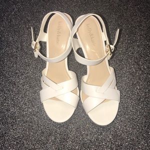 White “Kelly & Katie” heels